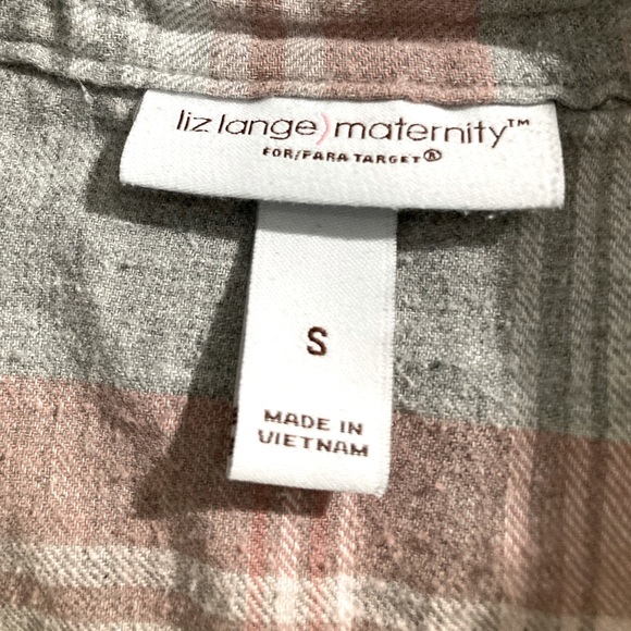 Liz Lange Maternity Size Small Plaid Shirt with Tie - Picture 2 of 4